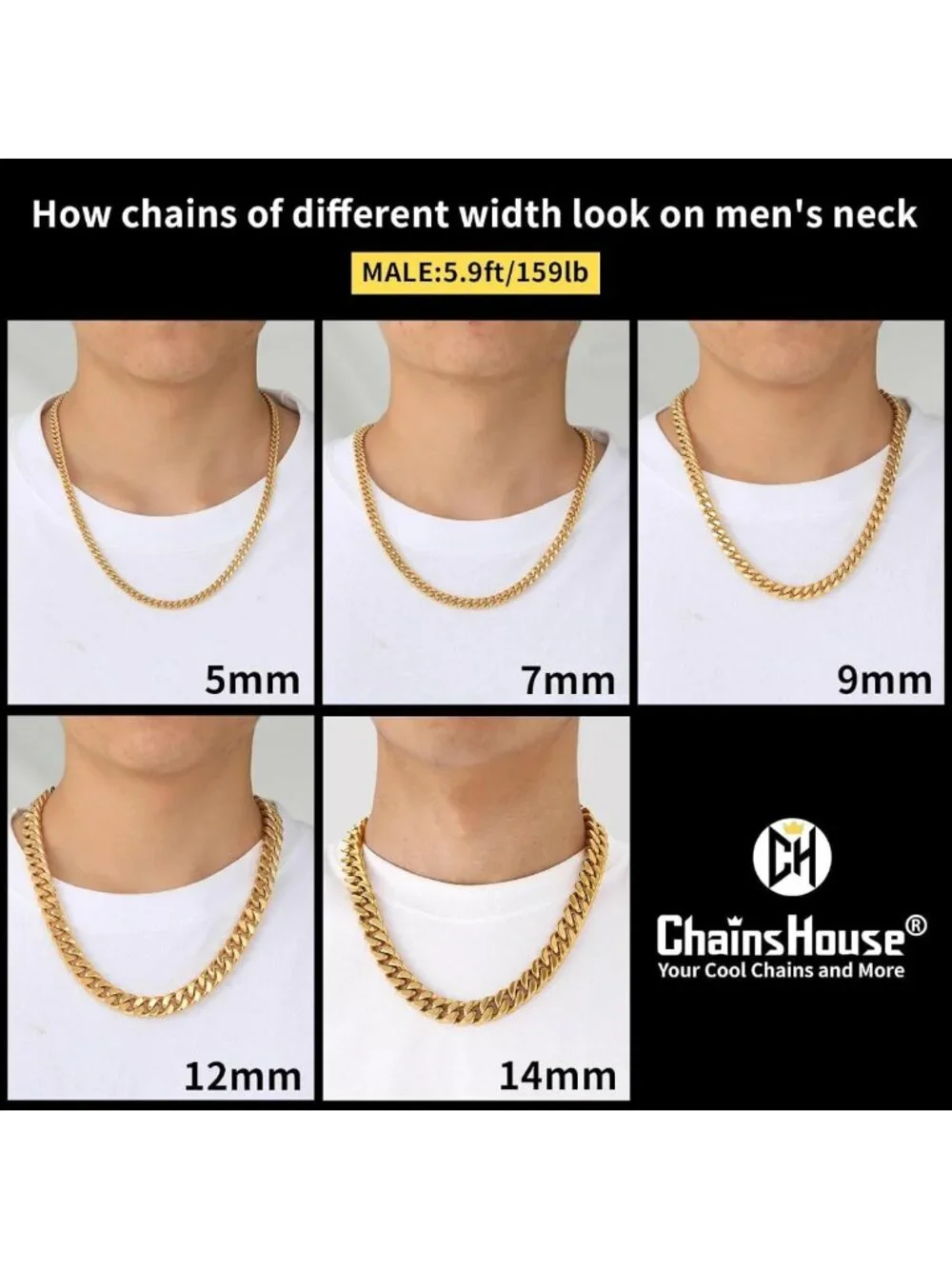 Stylish Cuban Link Chain Necklace for Men - Waterproof Stainless Steel Jewelry